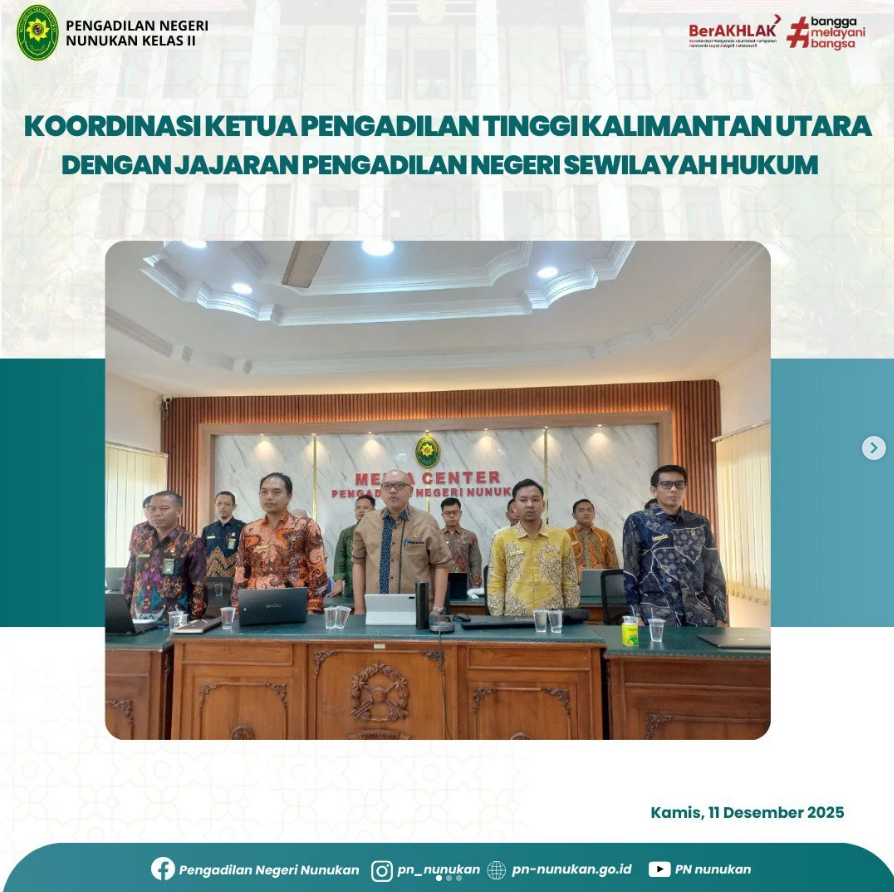 Koordinasi Ketua Pengadilan Tinggi Kalimantan Utara dengan Jajaran Pengadilan Negeri sewilayah Hukum Kalimantan Utara secara Daring